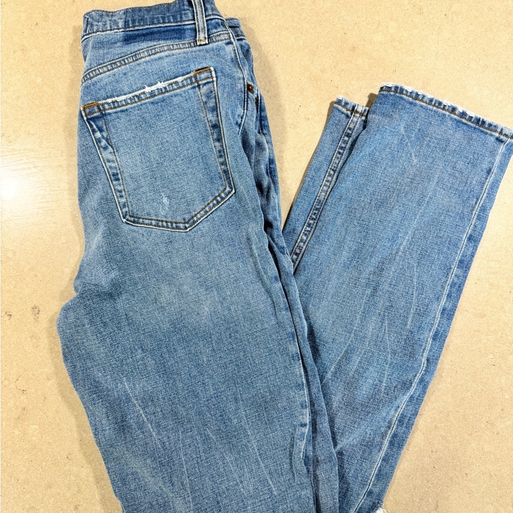 Abercrombie & Fitch Blue Straight Leg Ultra High Rise Extra Long Jeans